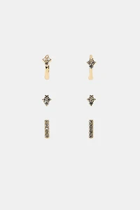 PACK OF 3 MINIMALIST SPARKLY EARRINGS