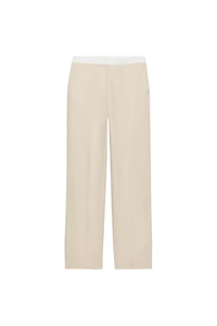STRAIGHT LEG LINEN PANTS WITH CONTRAST WAIST