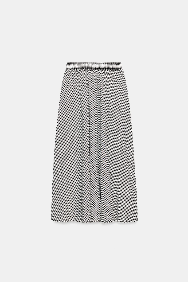 GINGHAM CHECK MIDI SKIRT