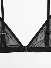 Semi-sheer mesh triangle bralette
