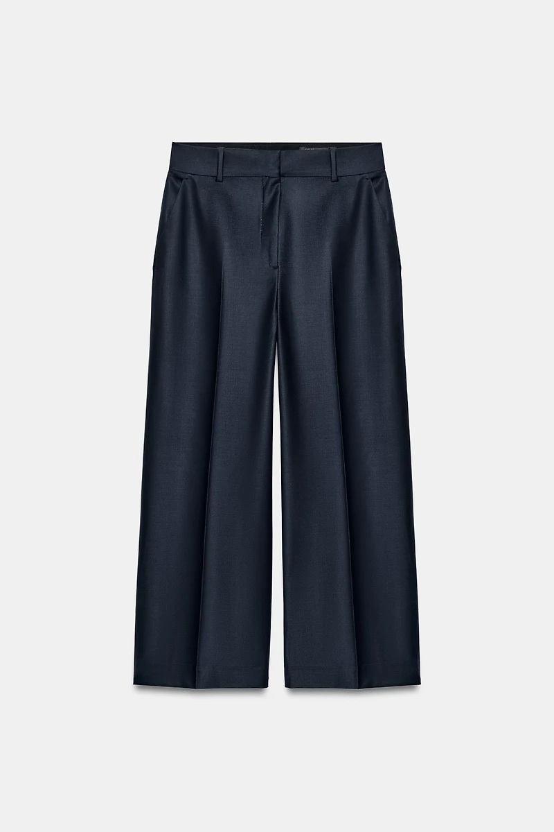 ZW COLLECTION WOOL BLEND PRESSED CREASE PANTS
