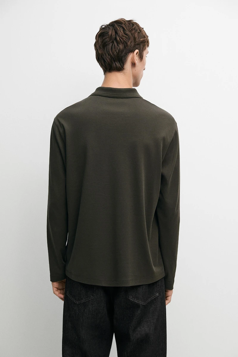 100% cotton long sleeve polo shirt