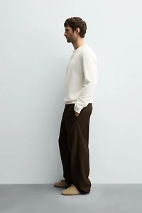 RIBBED BUTTON-FRONT TOP