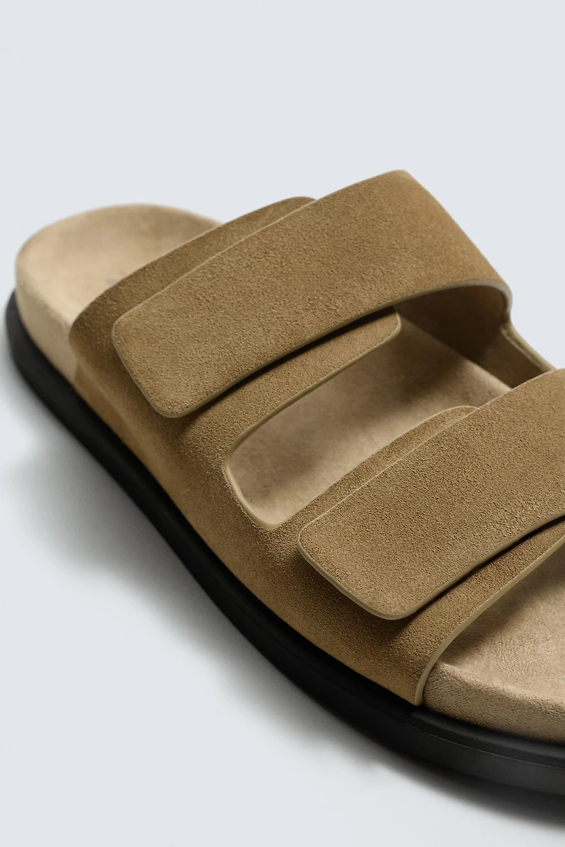 DOUBLE STRAP LEATHER SANDALS