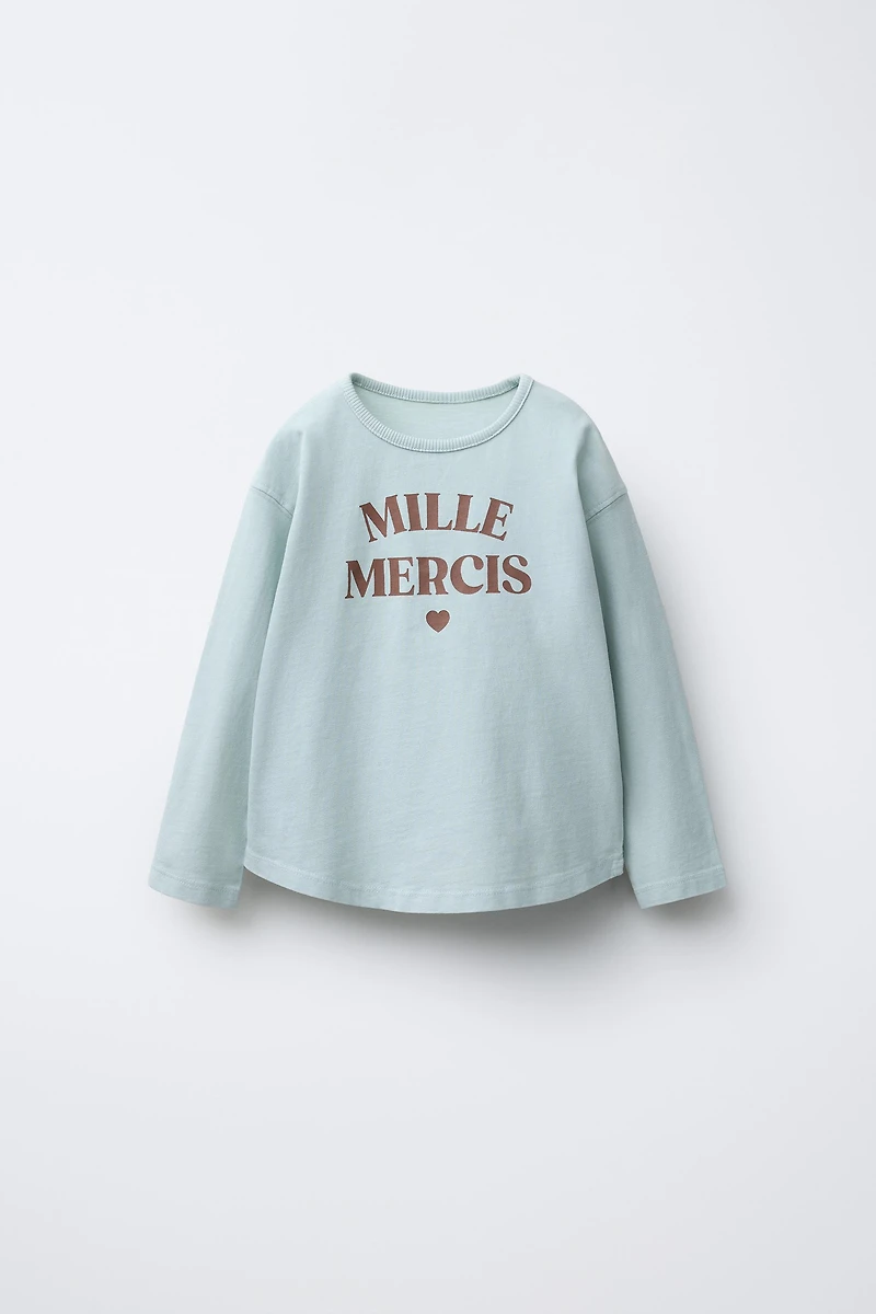 WASHED EFFECT TEXT T-SHIRT
