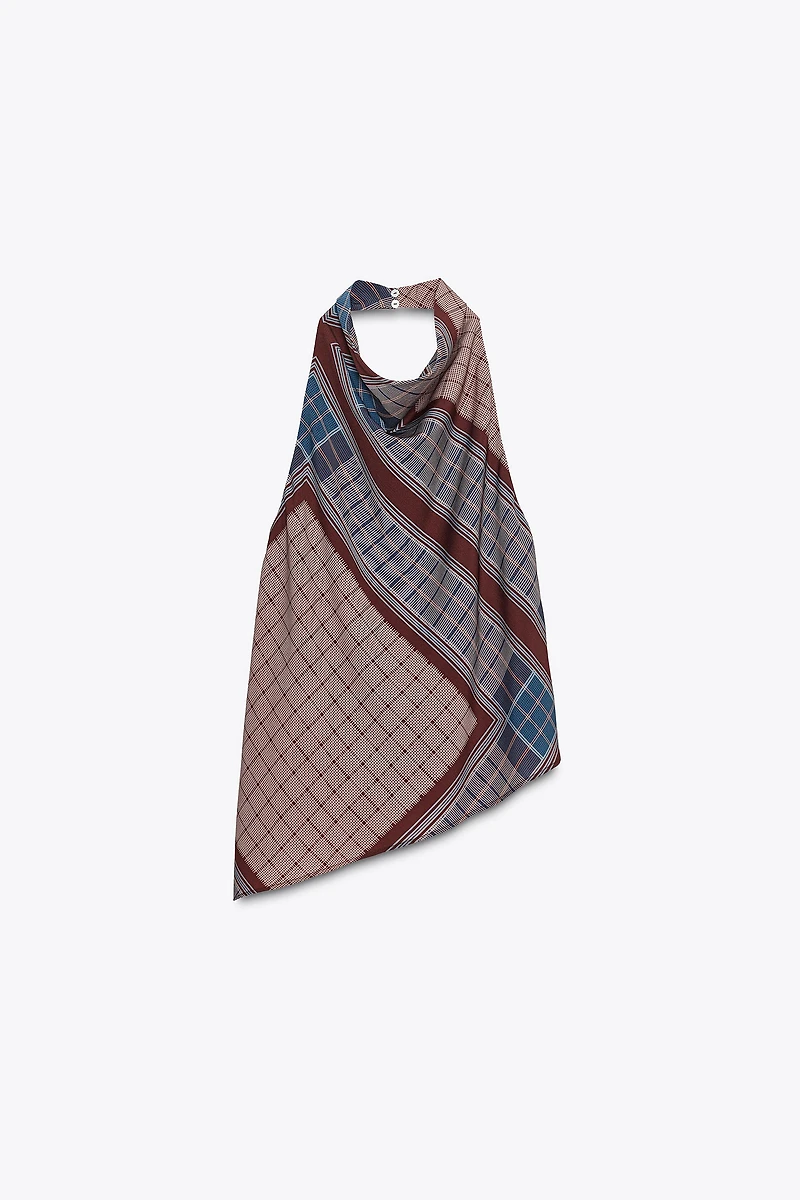 ASYMMETRIC PRINTED HALTER TOP