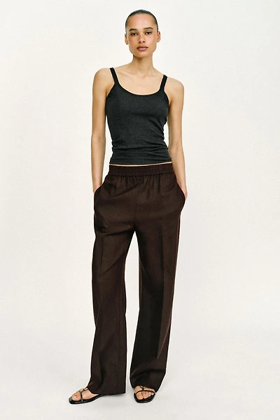LINEN STRAIGHT LEG PANTS