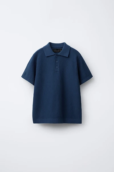 RIB-KNIT COTTON POLO SHIRT
