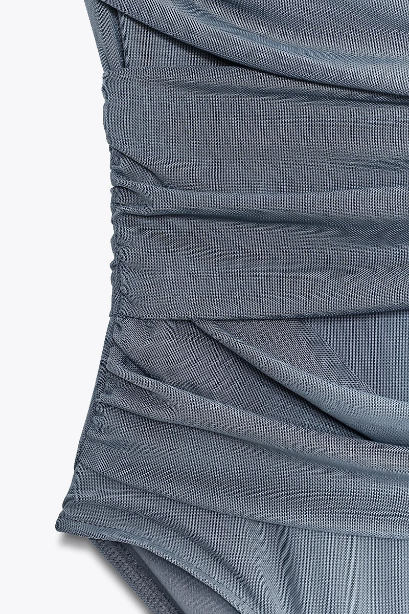 BODY EN TULLE DRAPÉ ASYMÉTRIQUE