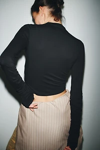 COTTON MODAL RUCHED T-SHIRT