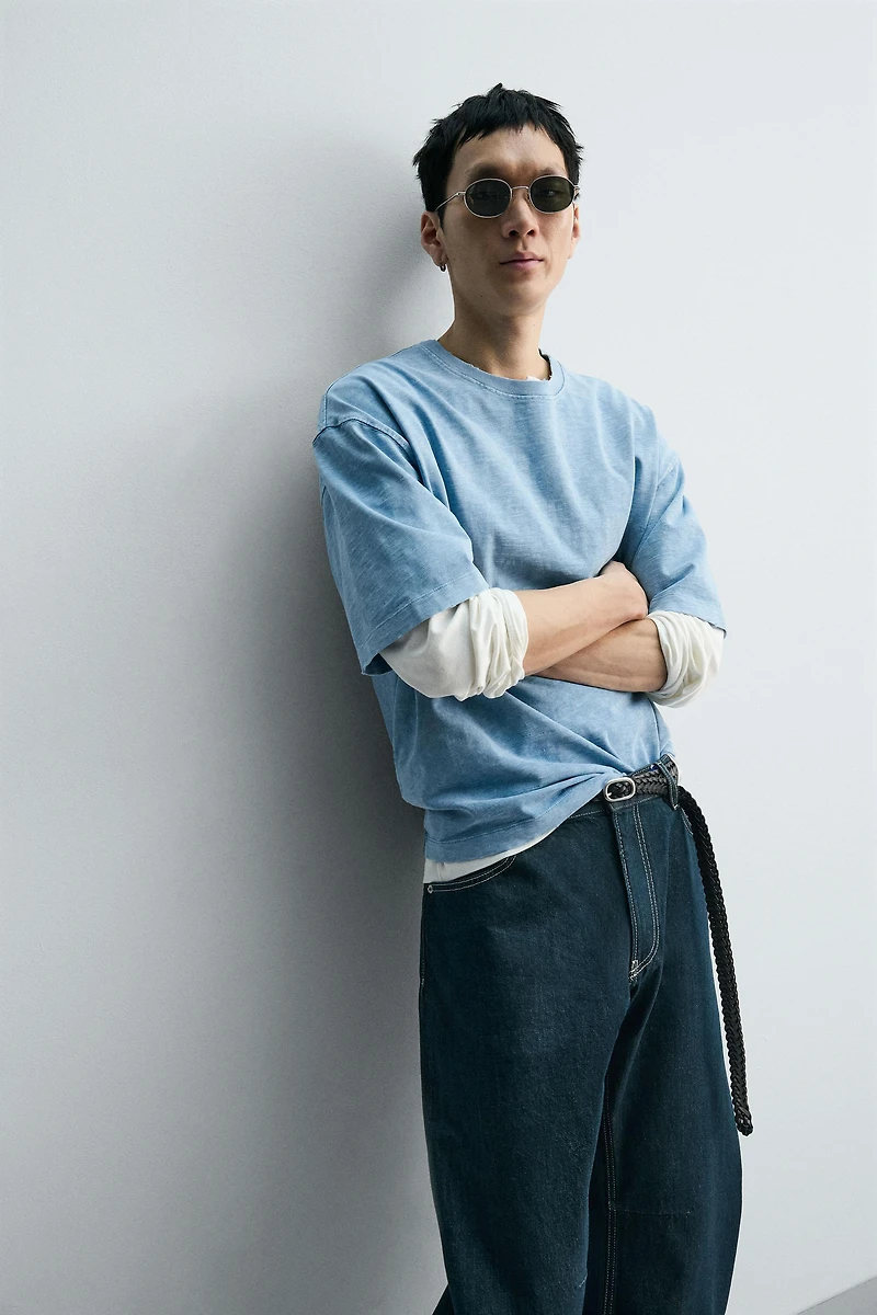 WASHED SLUB TEXTURED T-SHIRT