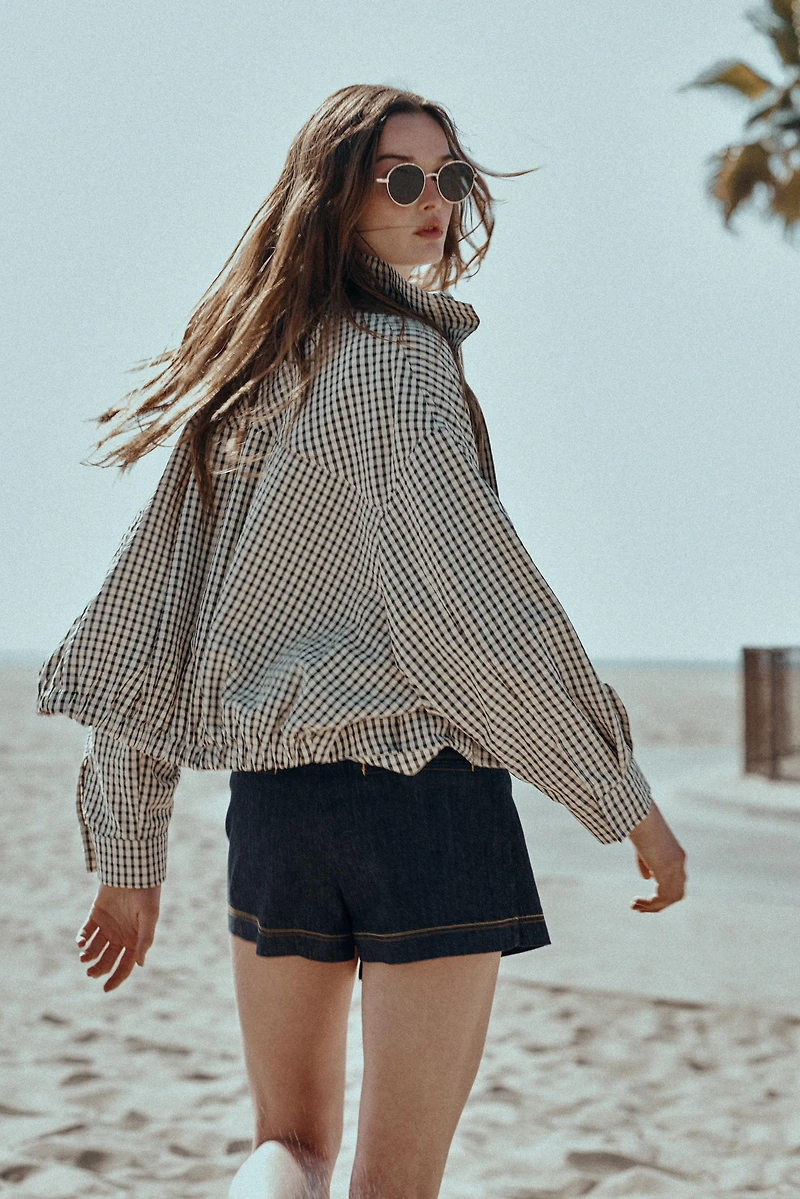 PLAID BOMBER JACKET
