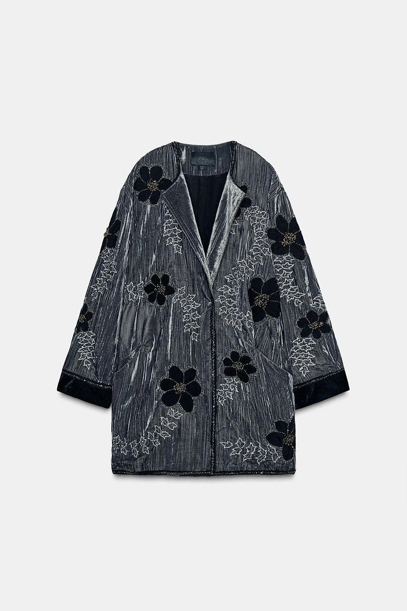 EMBROIDERED VELVET KIMONO ZW COLLECTION LIMITED EDITION