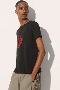 CORAL EMBROIDERED RELAXED FIT T-SHIRT