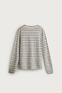 VISCOSE-LINEN STRIPED T-SHIRT