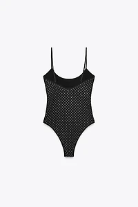 RHINESTONE POLYAMIDE BODYSUIT