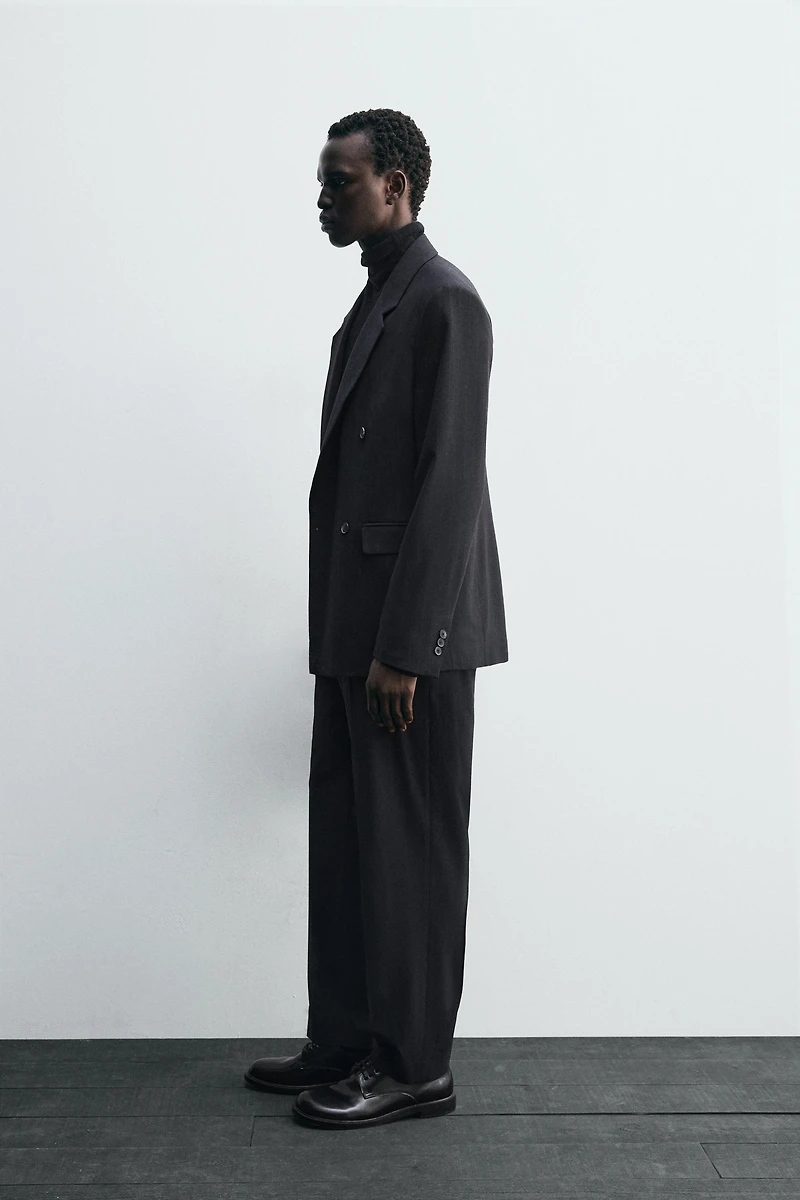 DOUBLE BREASTED PINSTRIPE SUIT BLAZER