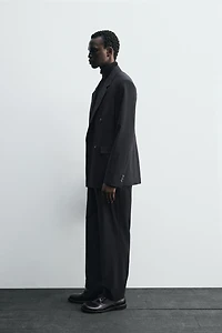 DOUBLE BREASTED PINSTRIPE SUIT BLAZER