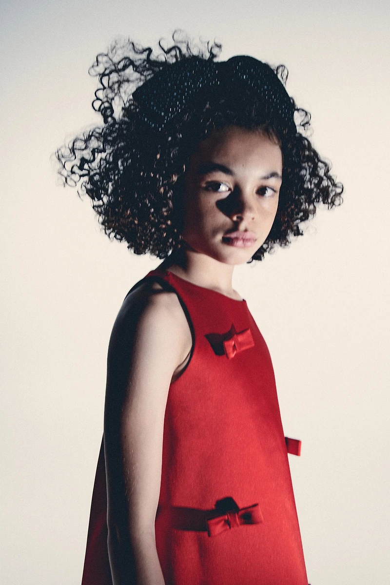 SATIN DRESS WITH BOWS