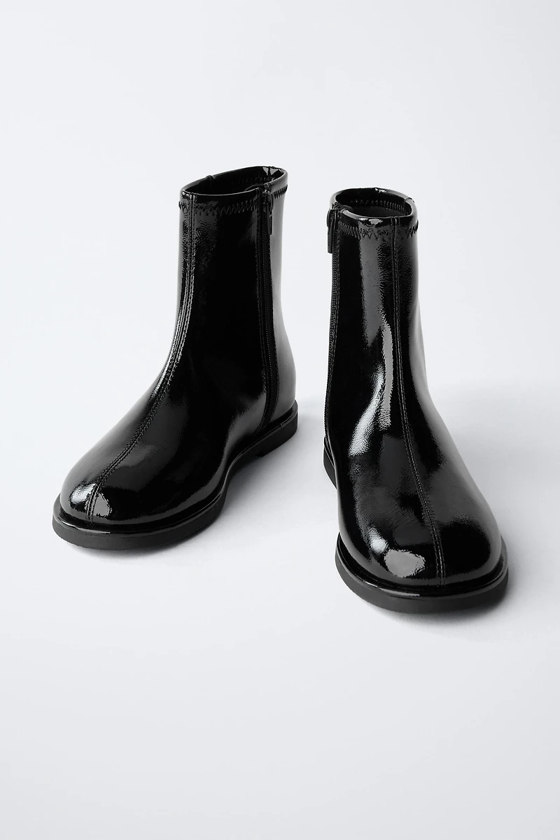 PATENT ANKLE BOOTS