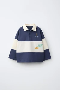 EMBROIDERED STRIPED KNIT POLO
