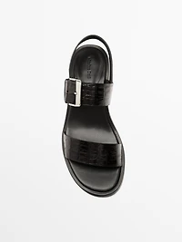 Mock croc embossed heeled sandals