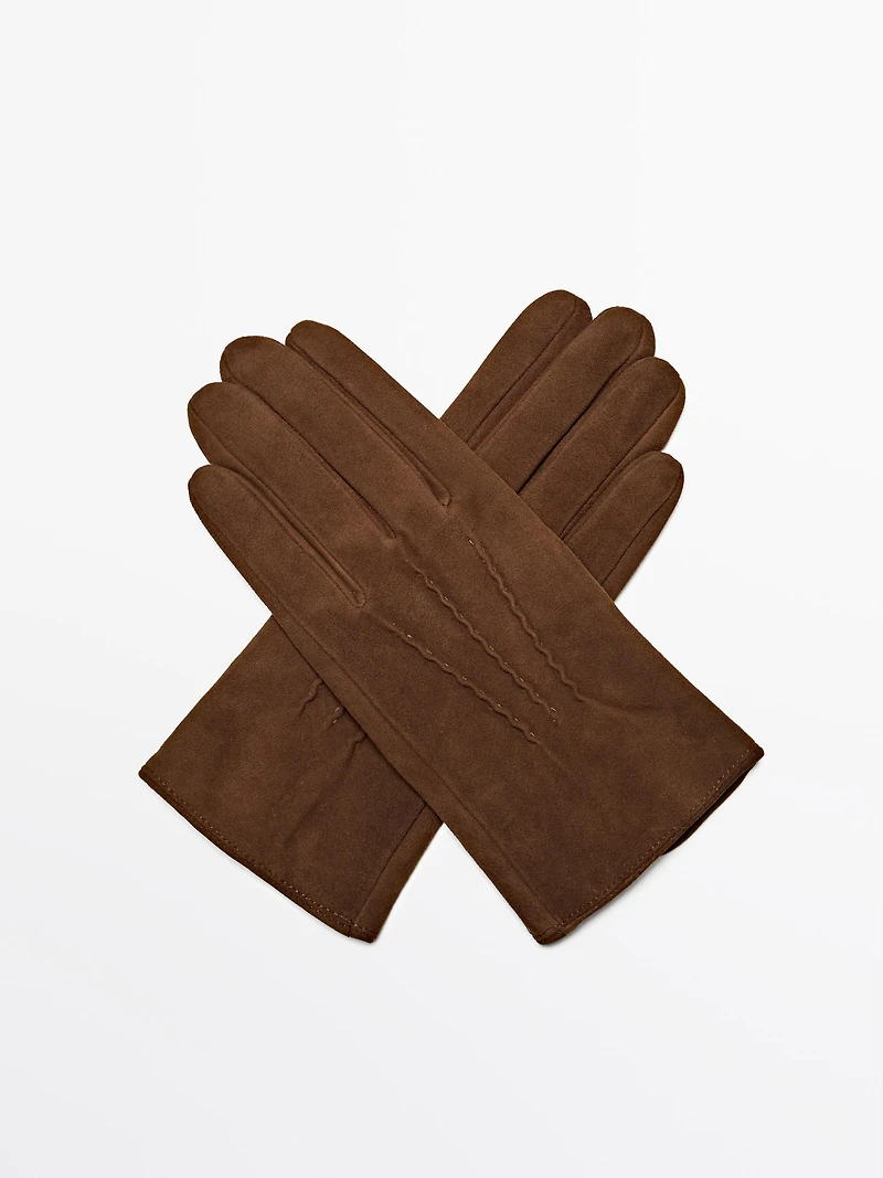 Suede leather gloves