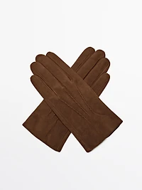 Suede leather gloves