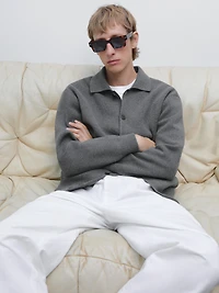 Cotton knit cardigan with buttons