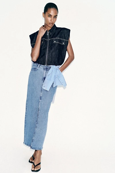 Z1975 DENIM MIDI SKIRT WITH SLIT