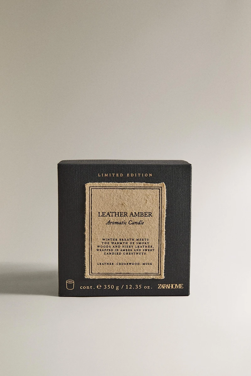 GR) LEATHER AMBER SCENTED CANDLE