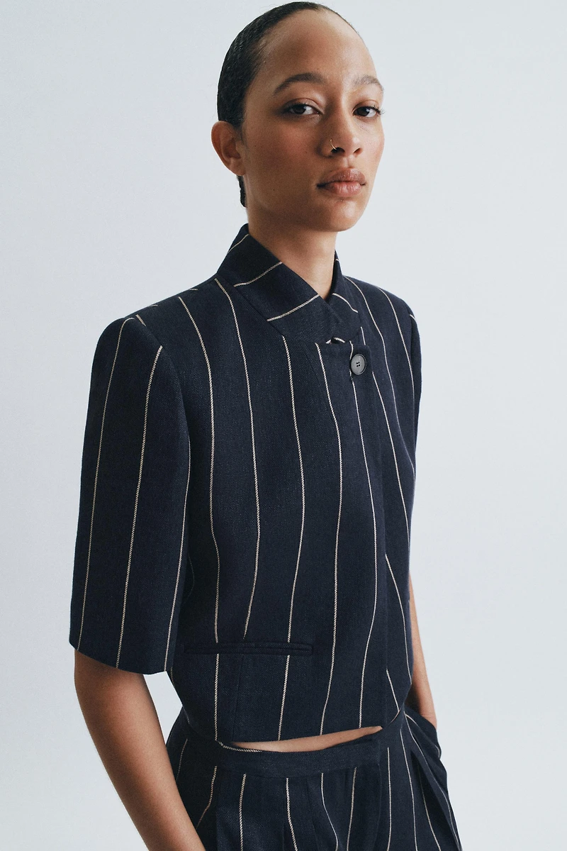 STRIPED LINEN BLEND JACKET ZW COLLECTION