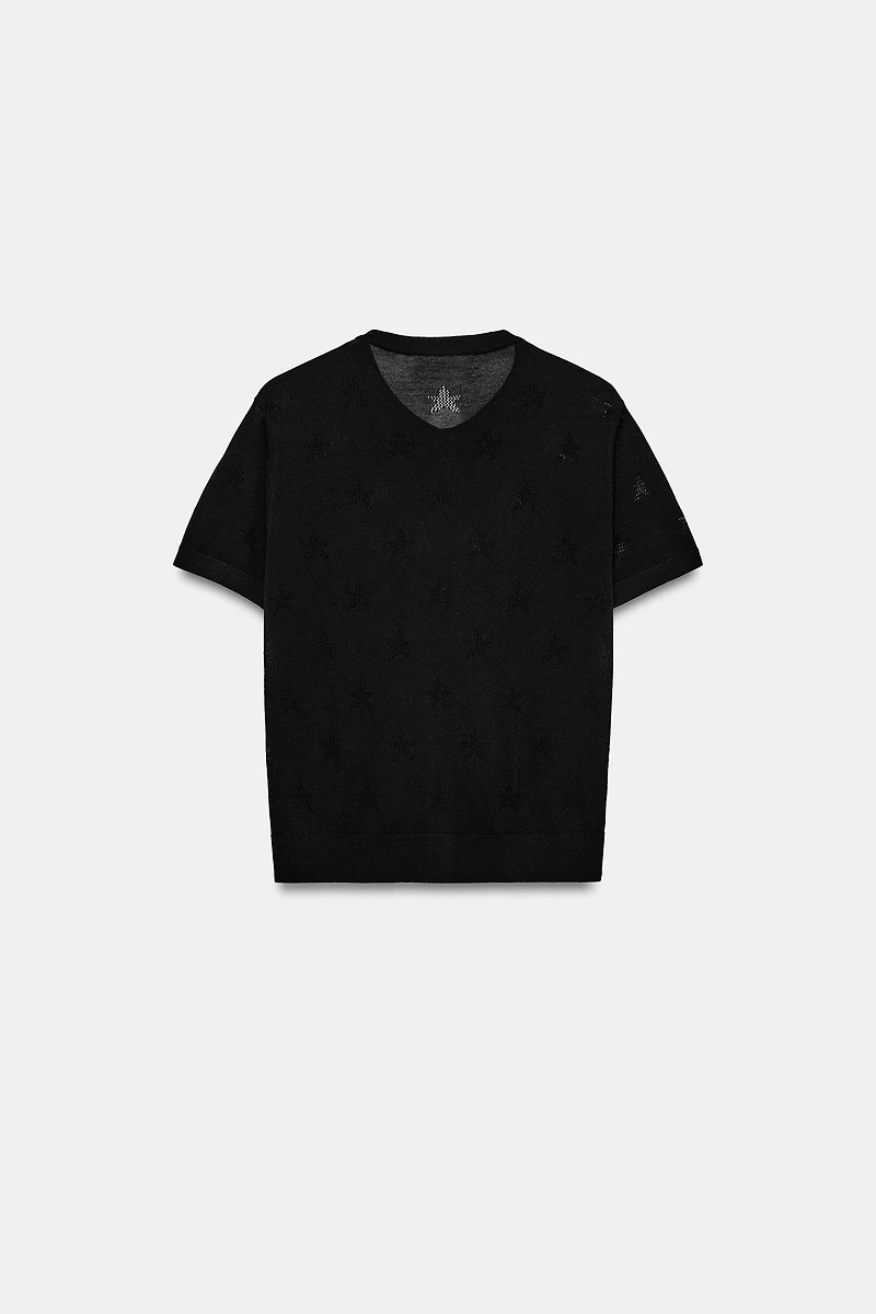 GILET EN MAILLE MANCHES COURTES ÉTOILES
