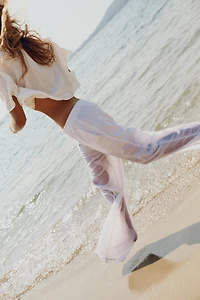 LINEN BLEND STRAIGHT PANTS