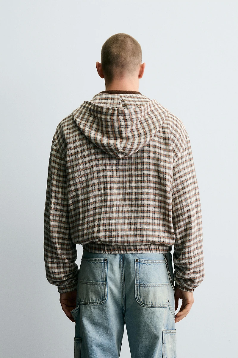 PLAID HOODED OVERSHIRT