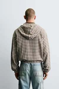 PLAID HOODED OVERSHIRT