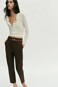 HIGH-WAISTED BELTED PANTS