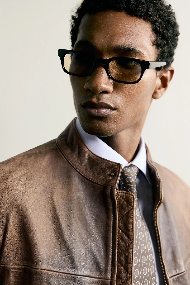 WASHED LEATHER BIKER JACKET