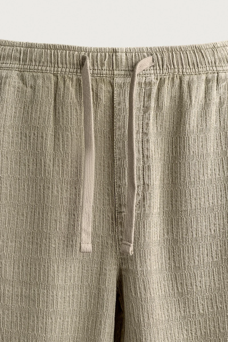 WASHED JACQUARD RELAXED FIT PANTS
