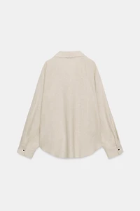 LINEN BLEND SHIRT WITH PUFF HEM