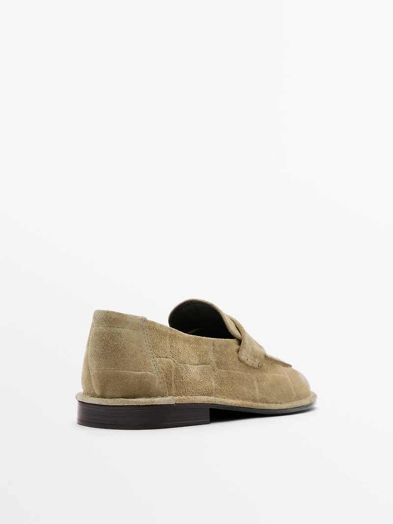 Soft split leather loafers