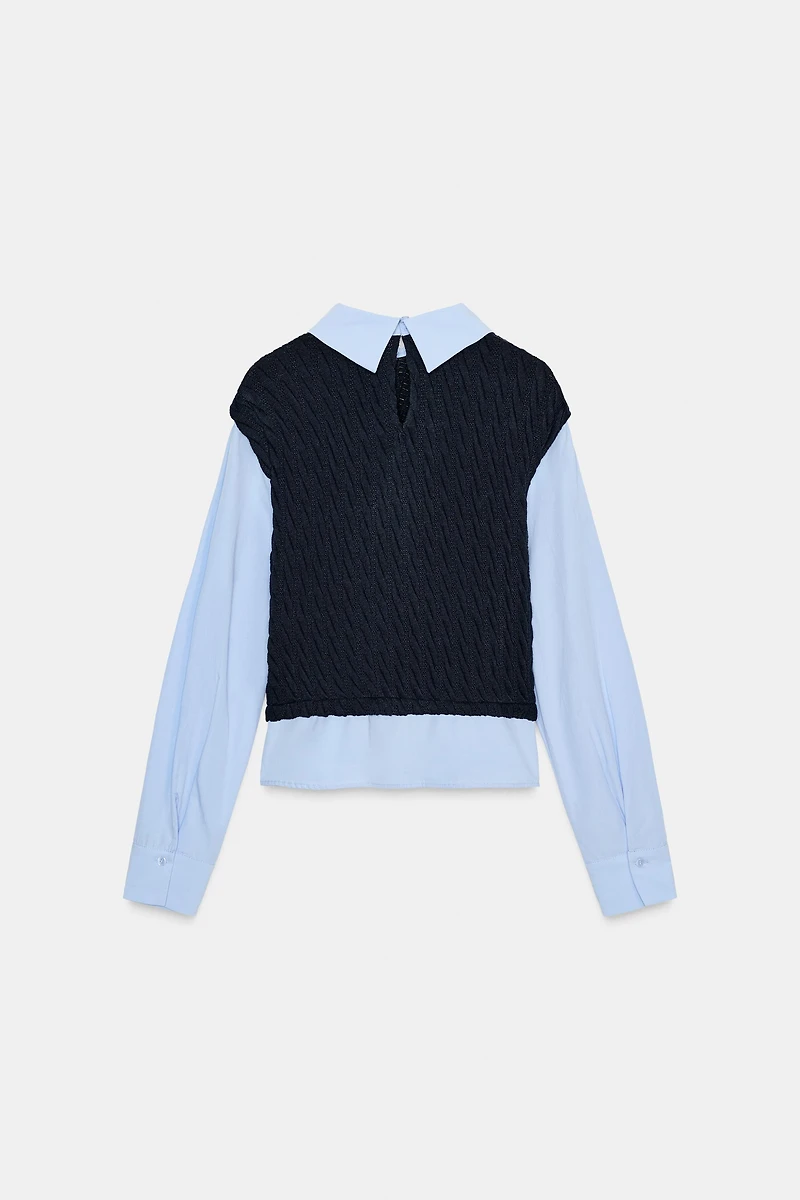 COMBINATION POPLIN SHIRT