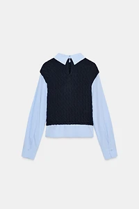 COMBINATION POPLIN SHIRT