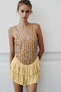 LIMITED EDITION COMBINED BEADED RUFFLE BODYSUIT