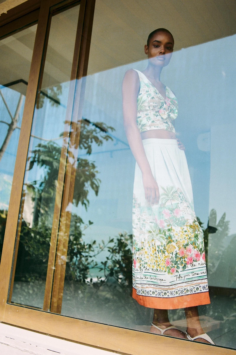 JUPE MIDI CAPE IMPRIMÉE