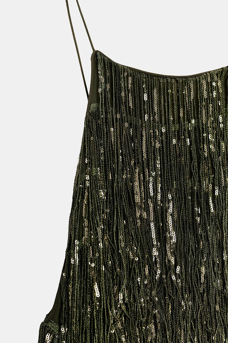 ZW COLLECTION FRINGED SEQUIN DRESS