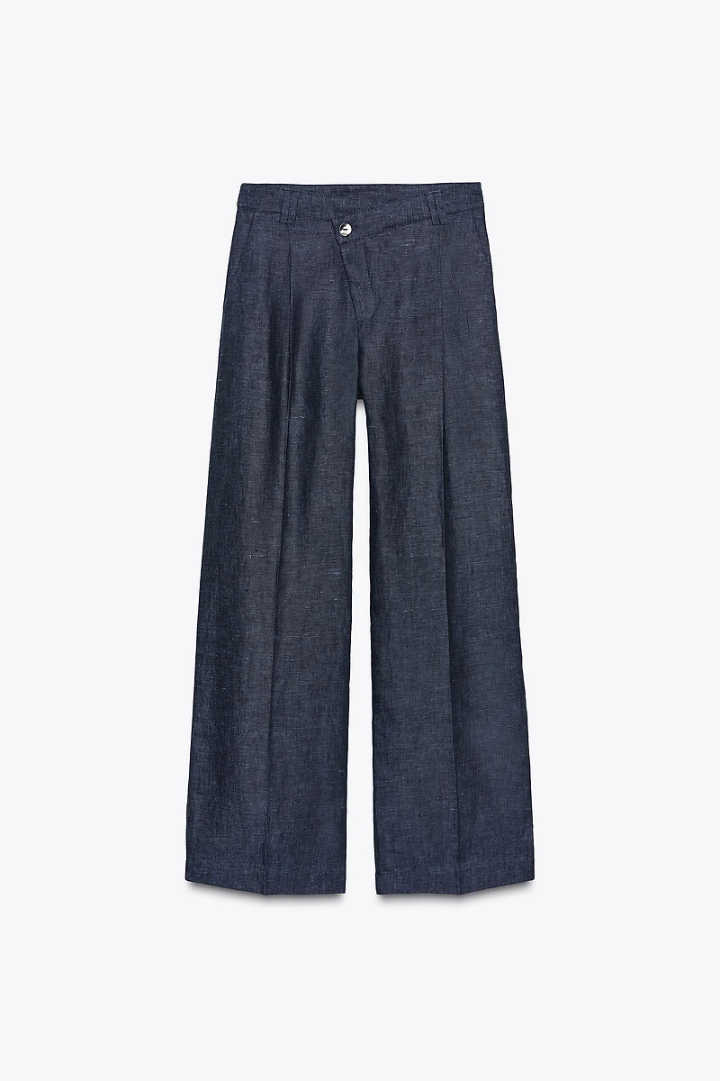 100% LINEN CROSS WAIST PANTS
