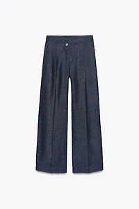 100% LINEN CROSS WAIST PANTS