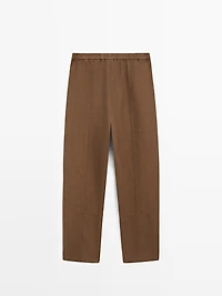 Linen trousers with elasticated waistband