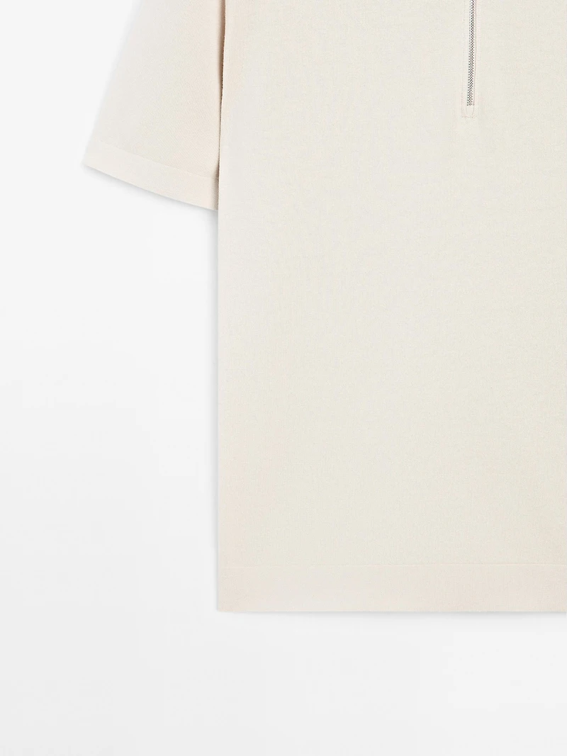 Polo en maille de coton à col zippé